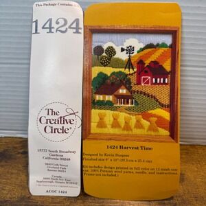 VTG '82 Creative Circle 1424 Harvest Time Needlepoint Kit Farmhouse Cottagecore